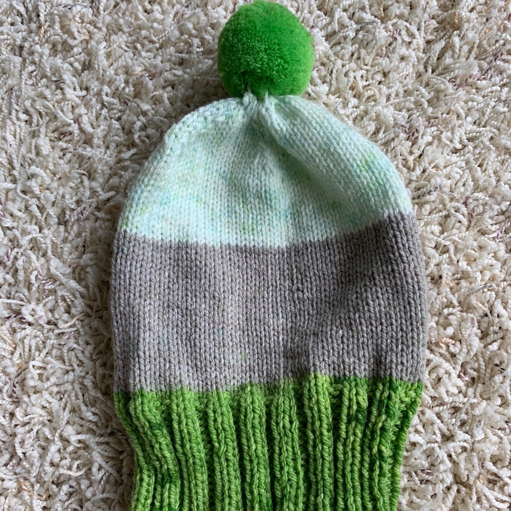 Green Gray Wool Beanie Baby Hat